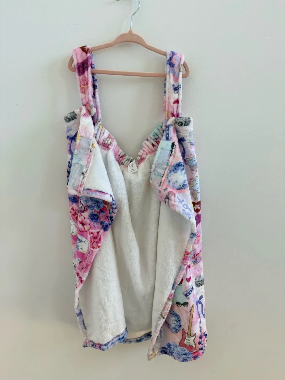 Pink Floral Novelty Kids Plush Overalls Romper
